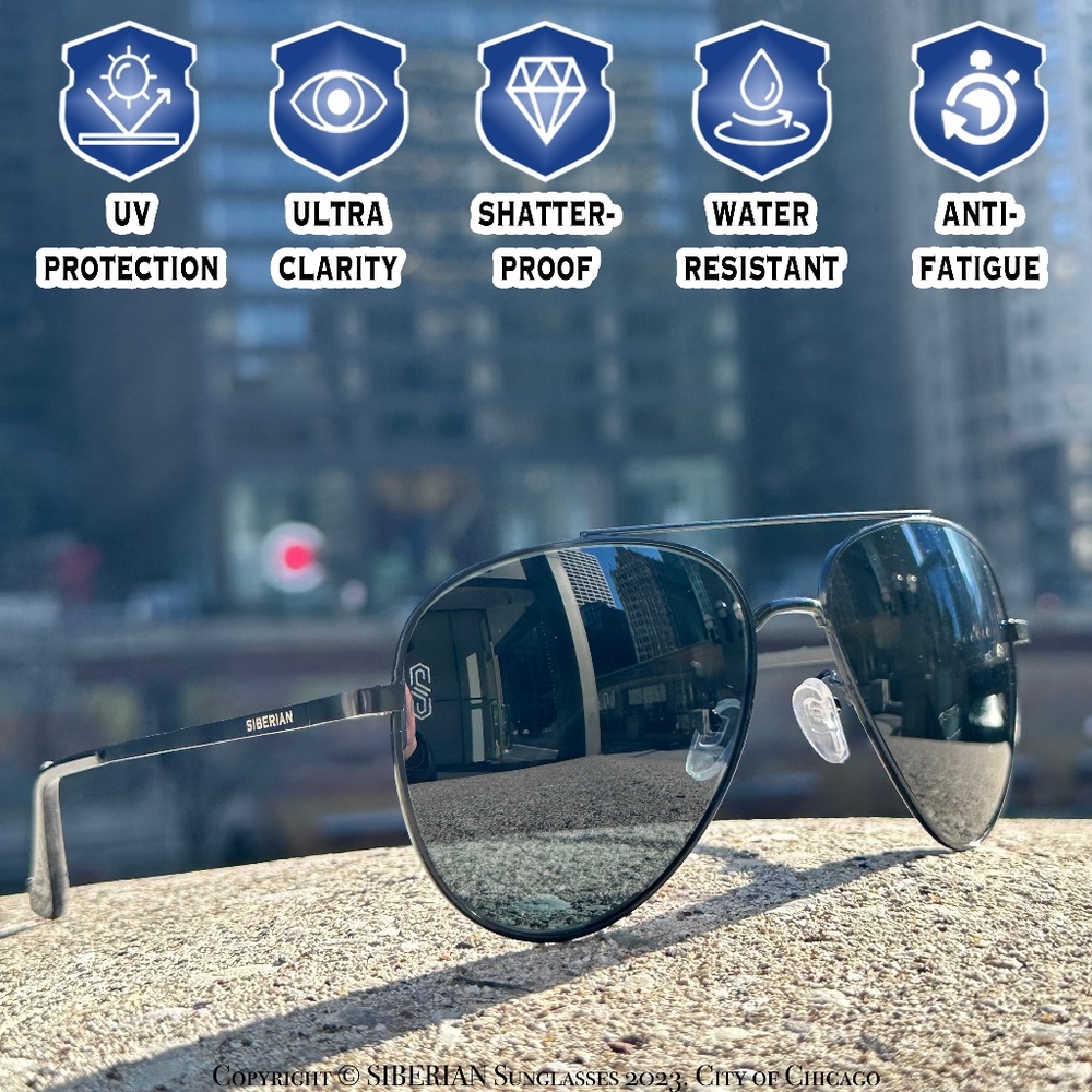 SIBERIAN Real Glass Lenses BLACK Classic Aviator Sunglasses Men/Women Size 60mm - Picture 6 of 16